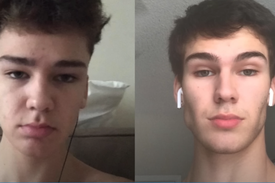Teenage face before and after 20 weeks of lean muscle building