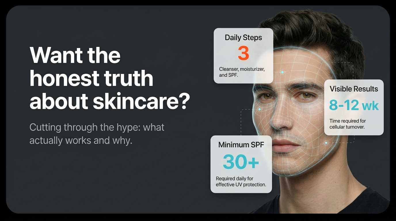 Man washing face with clean minimalist skincare products