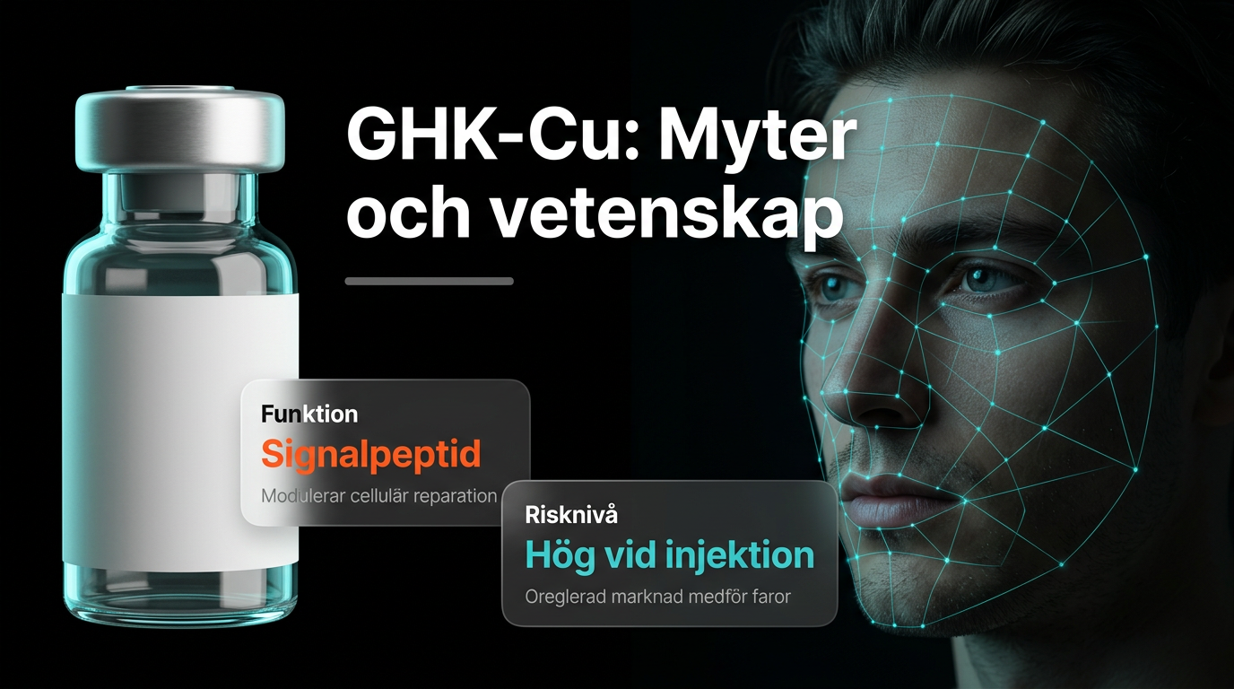 MolekylÀr struktur av GHK-Cu bredvid hudvÄrdsprodukter