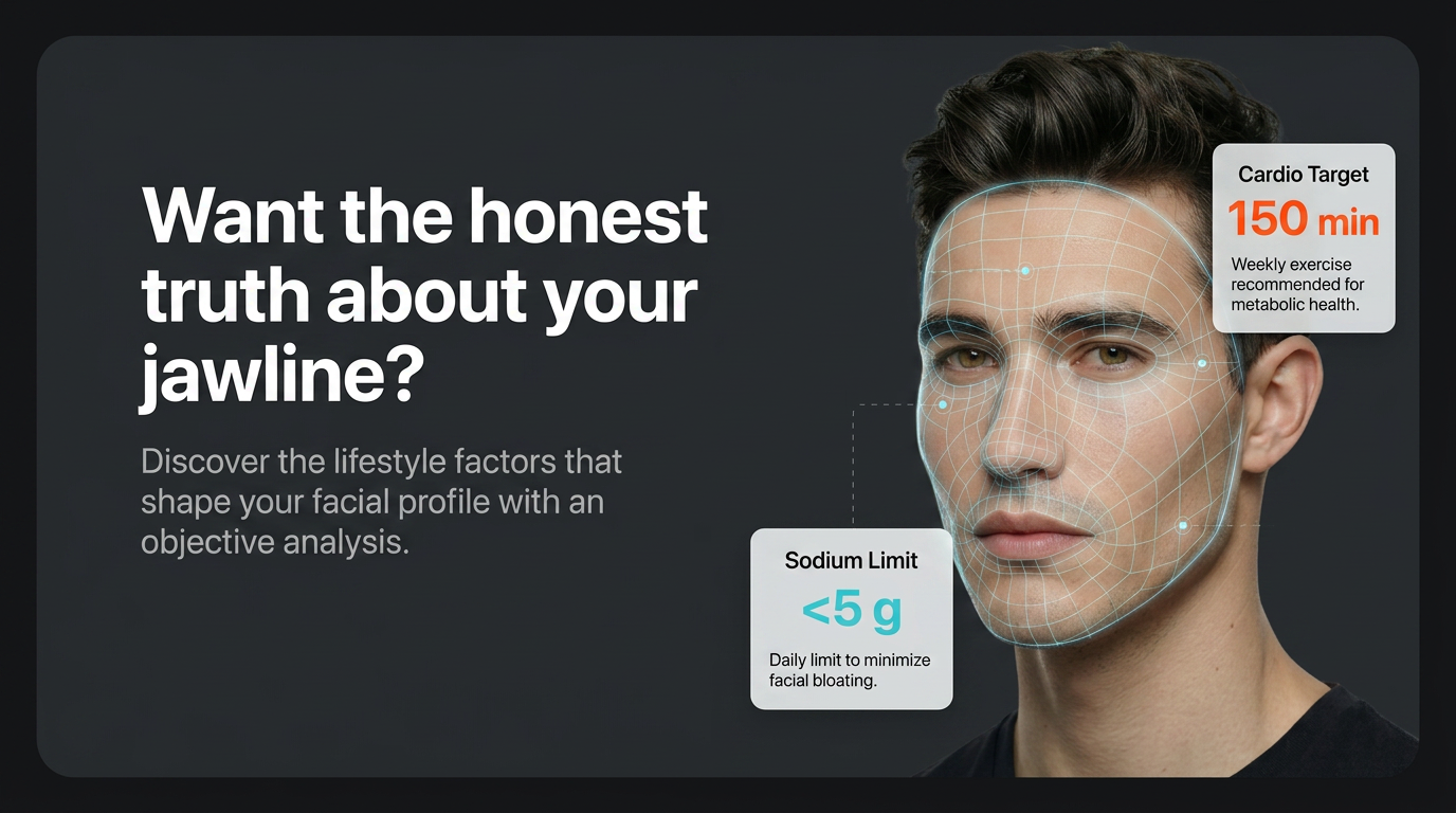 Close-up of a masculine jawline highlighting bone structure and low facial fat